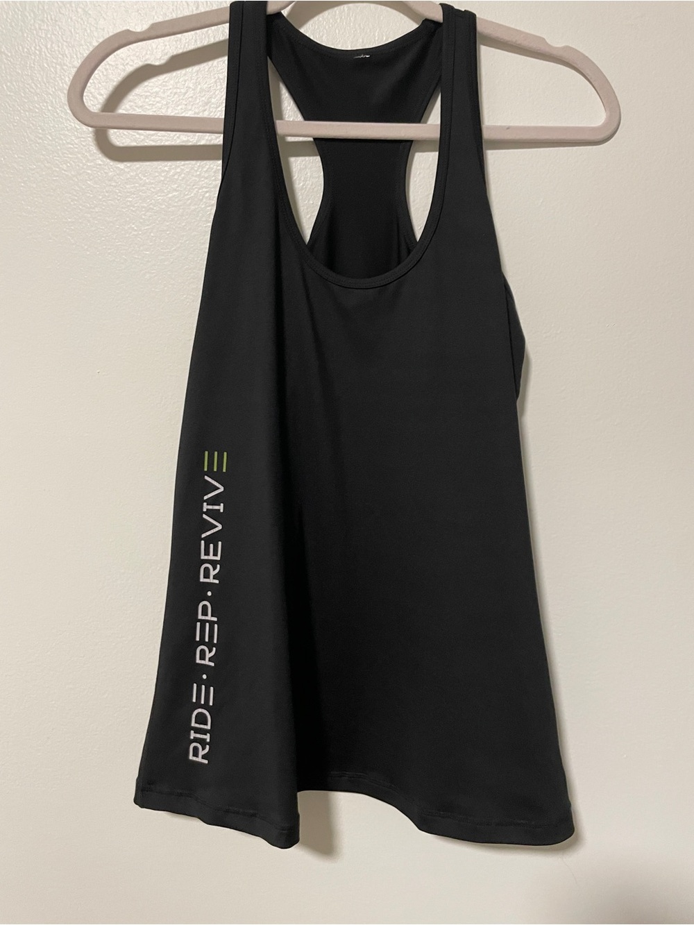 Black Racerback Tank Microfiber Spandex Racing Workout Top Womens Medium Stretch
